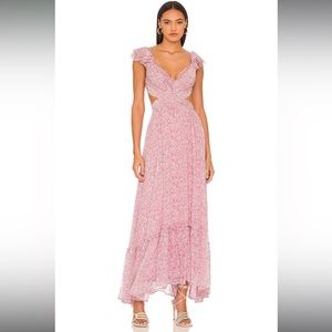 ASTR the Label Primrose Dress in Dark Fuchsia Multi, Size M